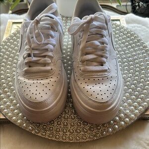 White Perforated Low-Top Sneakers
